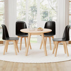 Giantex Modern Dining Chairs Set of 2, Black Armless Kitchen Chair w/Solid Beech Wood Legs, Tilt Backrest, Wide Seat, Indoor Plastic Side Chairs for Living Dining Room Restaurant