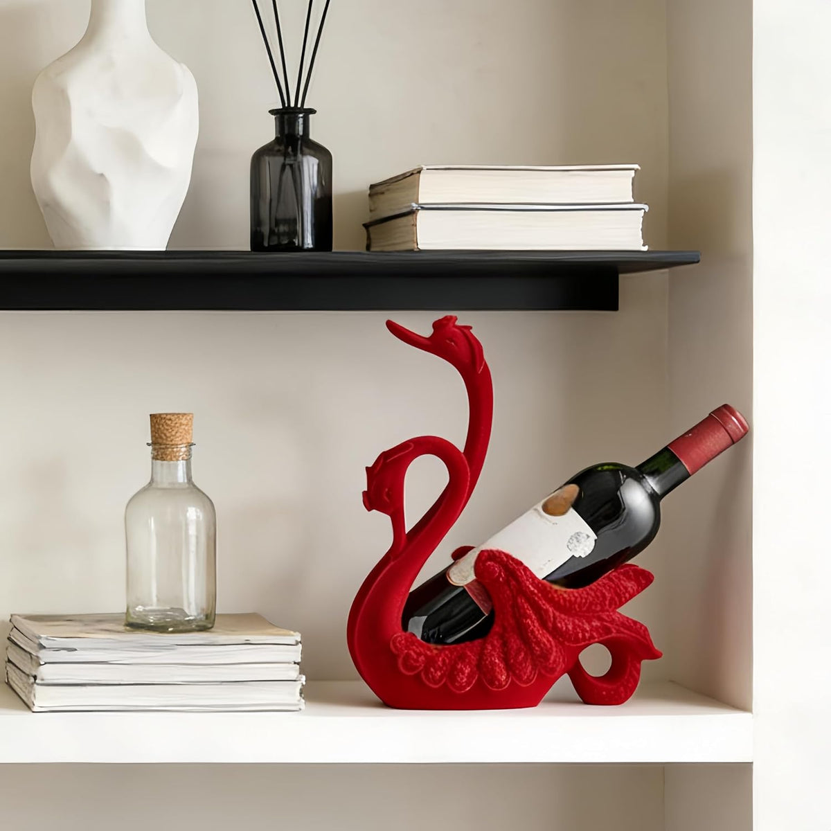 XINXUAN Swan Couple Wine Bottle Holder Countertop, Gifts for Women | Wine Lovers, Decor for Kitchen, Wine Gifts for Women, Ornament Display Stand