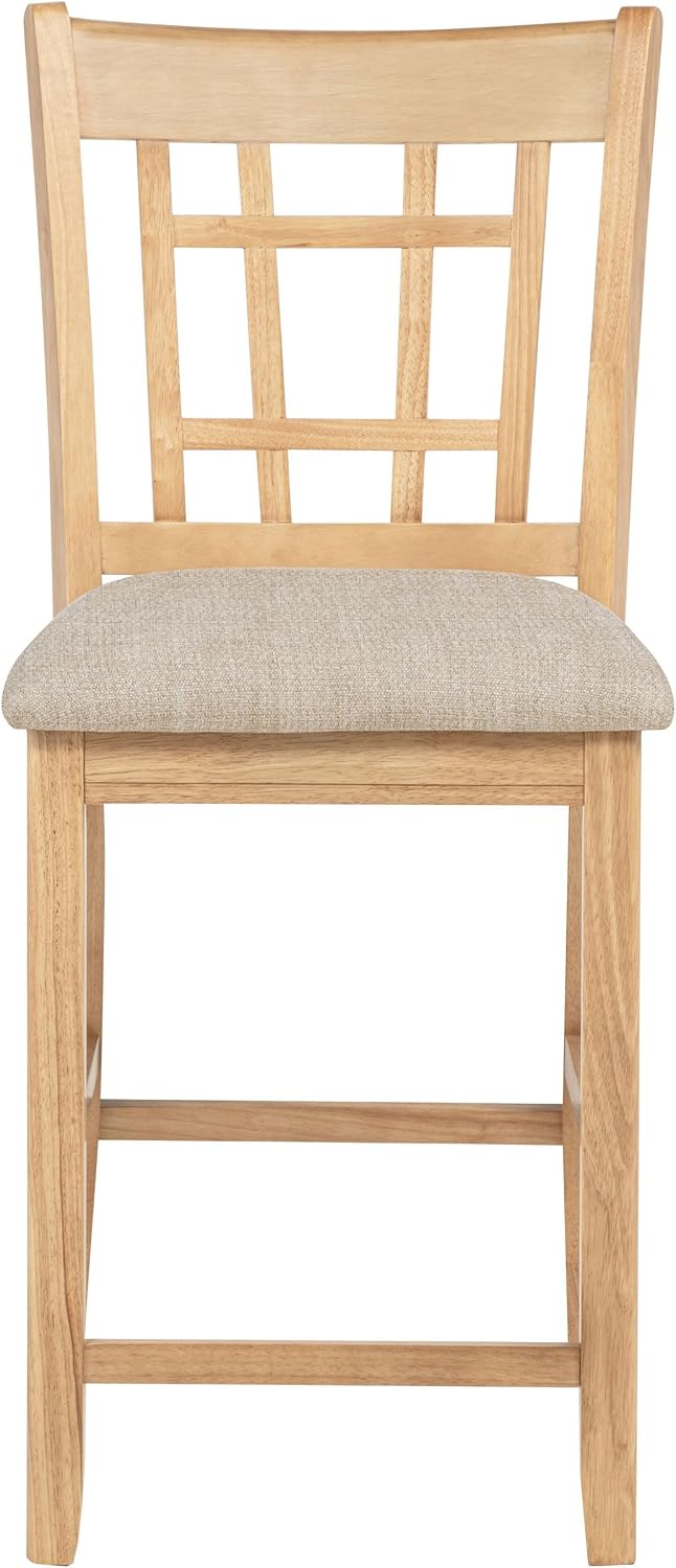 Coaster Home Furnishings - LAVON - Wood Upholstered Counter Height Chairs - Lattice Back, Padded Seats - Dining Room & Kitchen - Set of 2 - Linen & Light Oak - 106629