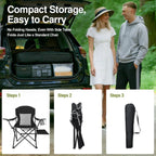XGEAR 2-Pack Camping Chairs 350LBS Heavy Duty Folding Chair with Side Table | Portable, Sturdy, With Cup Holder, Collapsible for Tailgating, Beach, Fishing, Backyard, Black