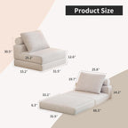 Folding Sofa Bed, 3-in-1 Convertible Sleeper Chair Bed with Pillows, Foldable Floor Couch with High-Density Foam, Futon Small Couch for Living Room Bedroom Lounge, Single, White