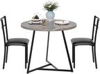 3-Piece Round Dining Set for 2 - Compact 31.4" Rustic Gray Kitchen Table with Upholstered Chairs, Space-Saving Breakfast Set for Small Spaces, Apartments & Studio Living