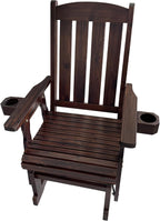 Fortune Candy Wooden Patio Glider for One Person, with High Back and Deep Contoured Seat, Solid Fir Wood, Heavy Duty 600 LBS (Deep Brown, 1-Seater)