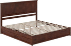 AFI, Felicity King Platform Bed with Panel Footboard & Storage Drawers, Walnut