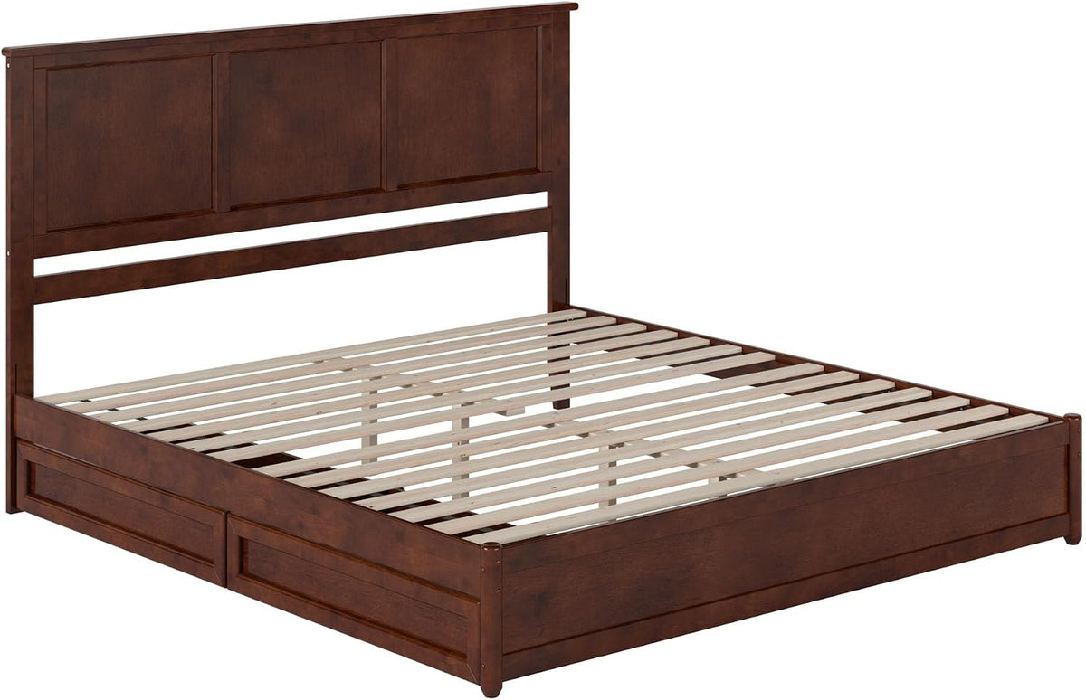 AFI, Felicity King Platform Bed with Panel Footboard & Storage Drawers, Walnut