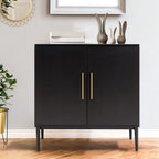 Black Storage Cabinet with Doors, Modern Accent Cabinet, Free Standing Cabinet with Adjustable Shelf, Wooden Buffet Sideboards for Living Room, Kitchen, Dining Room, Entryway