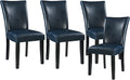 Parsons Dinning Chairs Set of 4 with Solid Wood Legs, Faux Leather Kitchen Accent Side Chairs with Upholstered Seat, 38.6"H x 25.4"L x 19.3"W, Holds Up to 300 Lbs,Easy Assembly Dark Blue CY1331BL