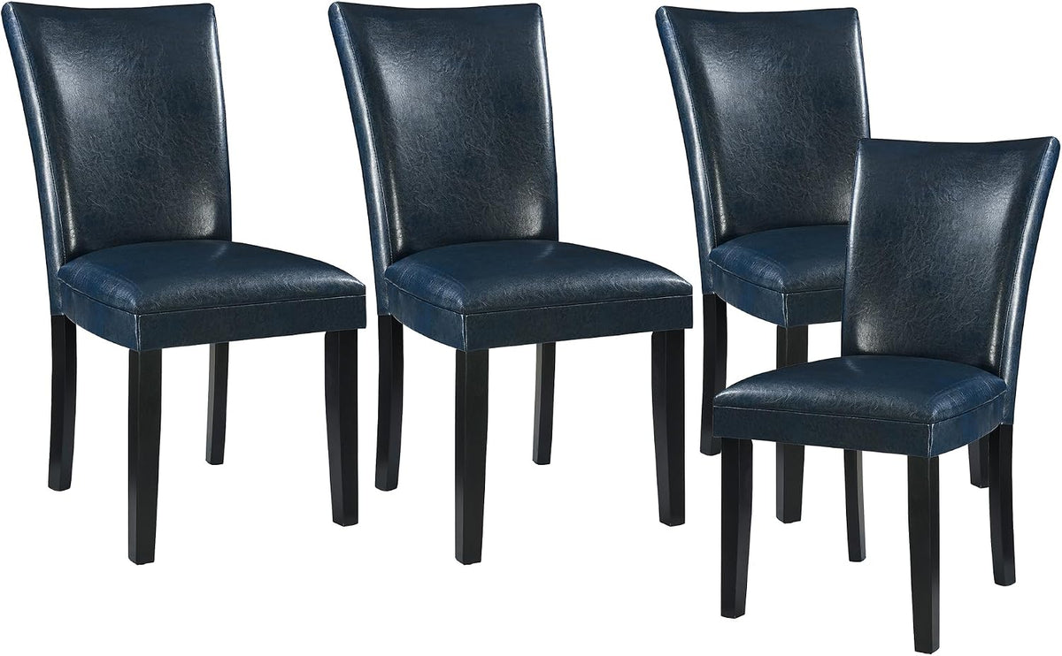 Parsons Dinning Chairs Set of 4 with Solid Wood Legs, Faux Leather Kitchen Accent Side Chairs with Upholstered Seat, 38.6"H x 25.4"L x 19.3"W, Holds Up to 300 Lbs,Easy Assembly Dark Blue CY1331BL