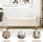 Furnimart Storage Bedroom Bench for End of Bed, Faux Linen Upholstered Storage Ottoman with Rolled Arms for Bedroom,Living Room, Entryway, 2.5Cubic Feet