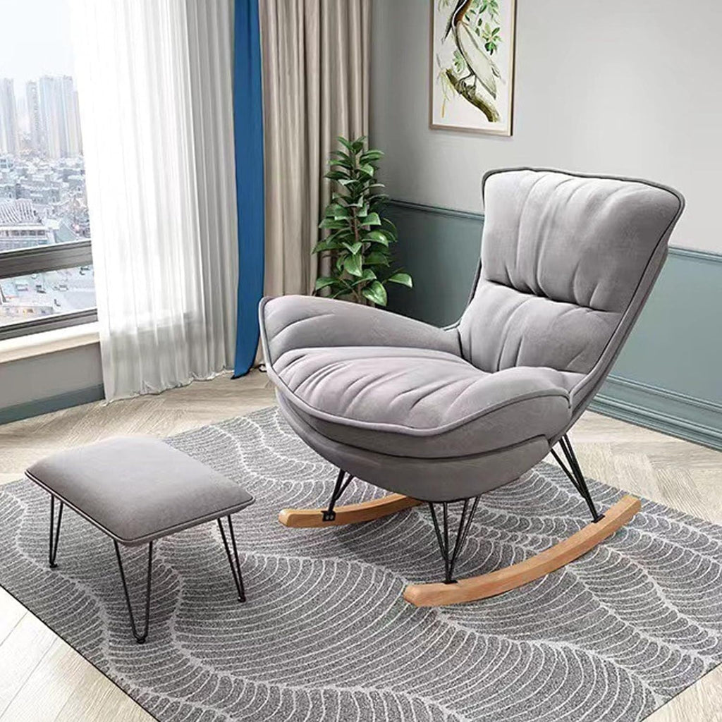 Home Living Room Bedroom Rocking Chair Glider Chair with High Backrest,Rocking Chair Adult Lazy Sofa Can Recline,Comfortable Living Room Rocking Chair with Footstool(D)
