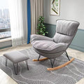 Home Living Room Bedroom Rocking Chair Glider Chair with High Backrest,Rocking Chair Adult Lazy Sofa Can Recline,Comfortable Living Room Rocking Chair with Footstool(D)