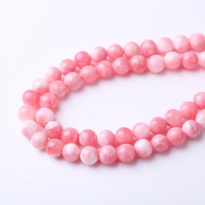 Pink Persian Jade Stone Beads Gemstone Round Crystal Energy Jade Beads Stone Beads for Jewelry Making DIY Bracelet Necklace Jewelry Making 1 Strand 15.5inch 60PCS 6MM