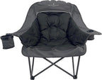 Black Sierra Plush XL Padded Camping Chair for Adults, Oversized Heavy Duty Folding Seat Supports 400 lbs, Plush Comfort with Cup Holders & Carry Bag for Camping, Tailgating, Patio, RV