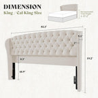 AMERLIFE King/Cal King Headboard Only, Velvet Upholstered Wingback, Cream