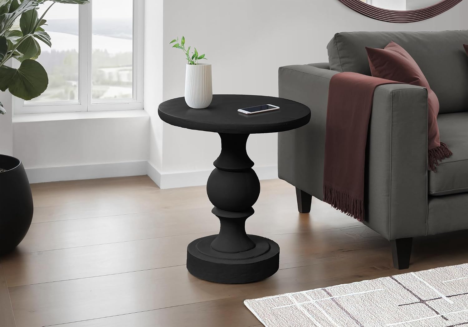 Monarch Specialties I 4162 Accent Table, 25" H, Indoor Or Outdoor, Bedroom, End, Living Room, Nightstand, Round, Side Table, Black, Transitional