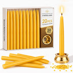 20 Pack Beeswax Meditation Candles, 3.15 Inch 20 Minute Candles with Holder | Dripless Beeswax Candles,Non Toxic Clean Burn Natural Unscented Small Chime Spell Prayer Candles for Birthday Shabbat Ritual