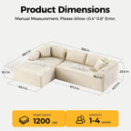 CAMMOO 108" L-Shaped Sectional Sofa, Cloud Couch in One Box | No Assembly Deep Seat, 4-Seater Sofa for Living Room, Storage Pockets, Plush Corduroy, Left-Facing Chaise, Beige