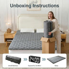 DOWNSTORIA Japanese Floor Mattress, Futon Mattress Roll Up Tatami Mat with Handle, Foldable Floor Bed Sleeping Pad for Camping, Full Size, Grey(54x75)