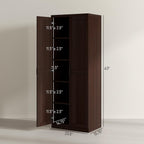 HOMCOM 63" 2-Door Kitchen Pantry 5-Tier Cinnamon Cherry Wood Grain | Freestanding Storage Cabinet, Shelving, 2 Adjustable Shelves, for Dining Room