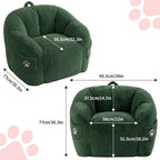 Vipbear Cat Paw Bean Bag Chair, Oversized Air-Cushion Sofa Chair Green | 39", air-cushion filling, cat paw Pocket, carry handle, oversized firm support, ergonomic, plush faux fur, gaming, reading
