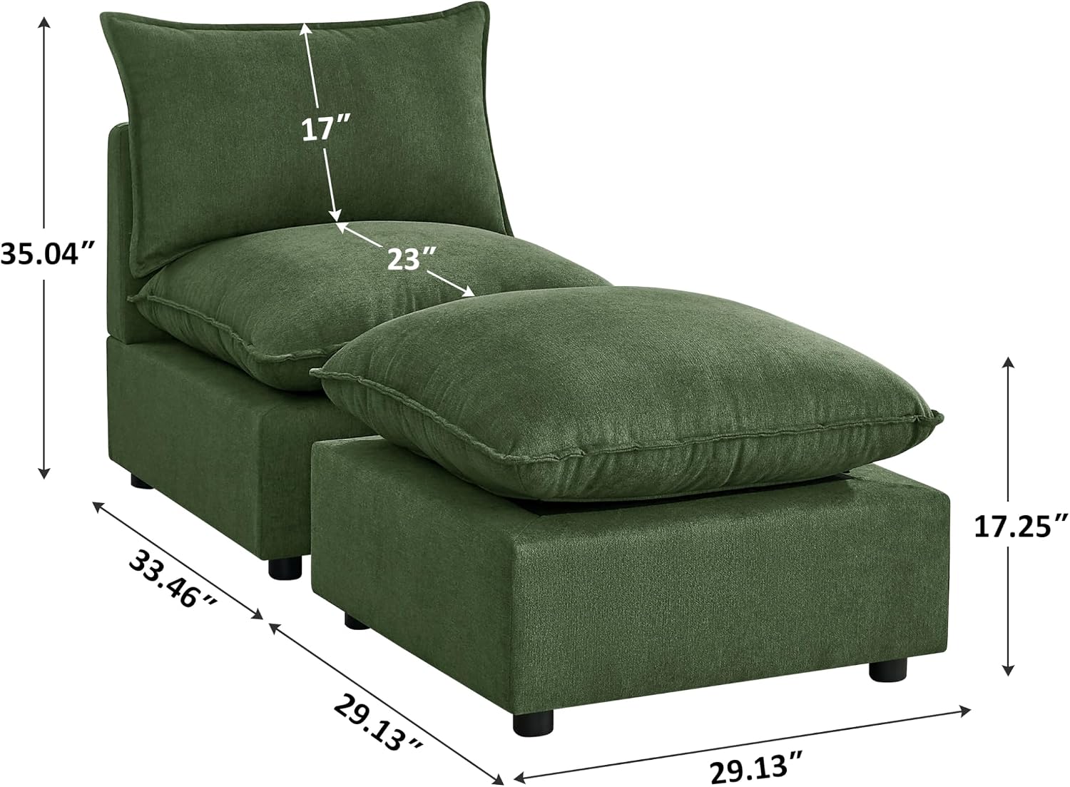 VANOMi Modular Ottoman Stool, Cube Footrest Replacement for Sectional Sofa, Upholstered Ottoman Seat