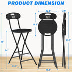 Rfiver Folding Stool with Back, Heavy Duty Foldable Stools for Adults with Handle, Portable Folding Stool Chair (24 inch Set of 1)