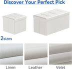 BRIAN & DANY 30 Inches Storage Ottoman Bench, Faux Leather Ottoman with Storage, Folding Bench Shoe, Foot Rest Stool, for Living Room, White