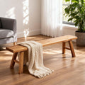 Narrow Entryway Bench Farmhouse Wood End of Bed Bench 20" 32" 39" 47" 55" 63" 71" 79" Sturdy Stable Skinny Long Benchs for Bedroom Hallway Dining Room Porch Easy to Assemble Natural Finish(55")