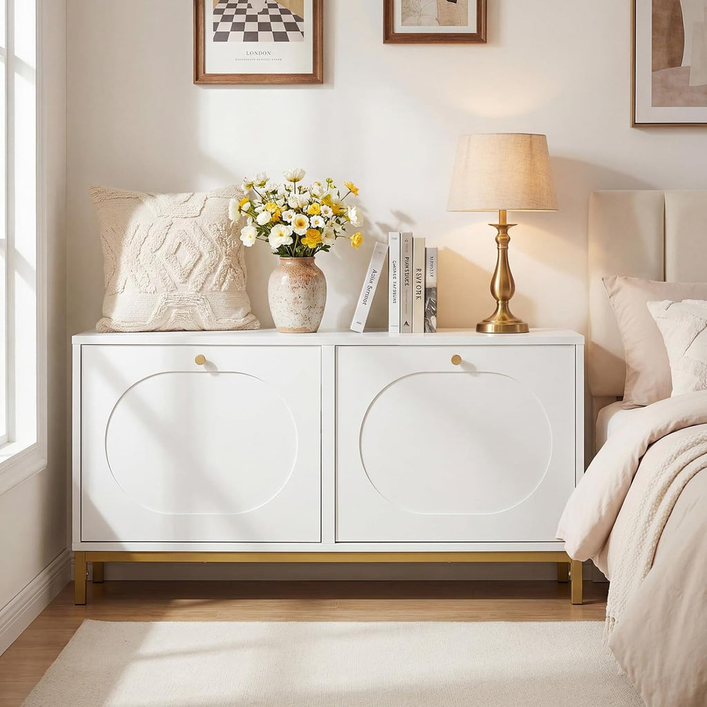 Giantex Shoe Storage Bench with 2 Flip Drawers, 39.5" W Entryway Bench with Storage, Adjustable Shelves, Modern Shoe Cabinet for Entry Way, Hallway, Foyer, Living Room, White & Gold