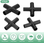 12 Pcs 11mm Greenhouse Frame Building Connectors, 4 Way Flat Pipe Fitting for Grape Trellis/Sunscreen Shed/Gardening Plant Stakes, Greenhouse Accessories [Black]