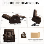 Korser Dual Motor Power Lift Recliner Chair for Elderly with Massage and Heat, Oversized Electric Recliner with Side Pockets, Living Room, Waffle, Brown
