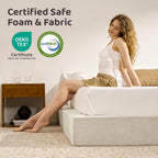 RECCI AirFrame Queen Upholstered Bed Frame with Square Cushioned Base