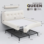 Homkdom Queen Cloud Bed Frame with 360 Cushioned Foam, White