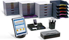 Durable 761358 VARICOLOR Desk Organiser, Compact Stationery Storage Tray with Phone/Table Mount - Charcoal