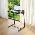 Adjustable TV Tray Table for Breakfast & Dinner - Black Folding Couch Desk with Cup Holder, Portable Eating Tray for Sofa, Bed, Living Room - 6 Height & 3 Angle Adjustments