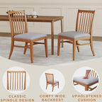 Wood Dining Chairs Set of 2, Upholstered Farmhouse Dining Room Chair, Chenille Armless Side Chair with Solid Rubberwood Legs, Rustic Wooden Kitchen Chair for Kitchen/Living Room, Grey
