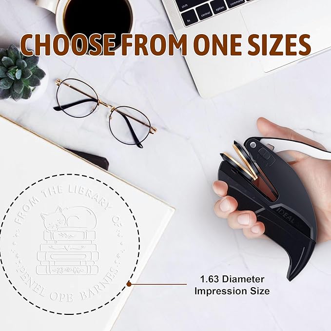 Custom Book Embosser - Personalized Stamp with Gifts for Book Lovers, Ex Libris Embossing Tool for Bibliophiles, Readers, Home & Library Collections (Cat-24)