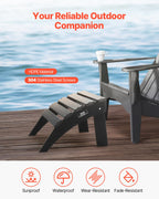 VEVOR Adirondack Ottoman, 18.7L x 19.7W x 13H Inch HDPE Plastic Folding Adirondack Ottoman, Weather-Resistant Foot Rest for Adirondack Chair, Widely Used for Outside Porch Pool Lawn Backyard, Black