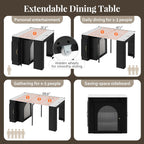 Extendable Dining Table with Storage, Transformer Console Table for 1-5 People, LED Mobile Rolling Island Table Space Saving Dining Room Table with Built-in Outlet for Homes, Apartments, Black