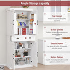 Tall Free Standing Kitchen Pantry Storage Cabinet, Wooden Farmhouse Style, Deep Organization for Kitchen