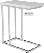 Lavish Home C-Shaped Sofa Side Table - Modern End Table, Laptop Tray, or Compact Bedside Nightstand - Space Saving Furniture by Lavish Home (White)