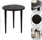 Kate and Laurel Tavares Modern Wooden Round Side Table, 18 x 18 x 20, Black, Solid Wood Accent End Table with Textured Top and Faceted Edge for Use as Indoor Plant Stand or Living Room Decor Piece
