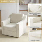 Swivel Accent Chairs Set of 2, 360° Swivel Armchairs with Deep Seat, Beige