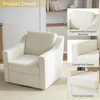 Swivel Accent Chair, Comfy Chenille Swivel Chair with Deep Seat, Upholstered Club Armchair with 360 Degree Rotation Base, Single Sofa Reading Chair for Living Room Bedroom, Beige