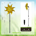 10 PCS Reflective Pinwheels for Yard and Garden Bird Devices Pre-Installed Sparkly Wind Spinner Deterrent to Scare Birds Away from Yard Patio Farm (Yellow)
