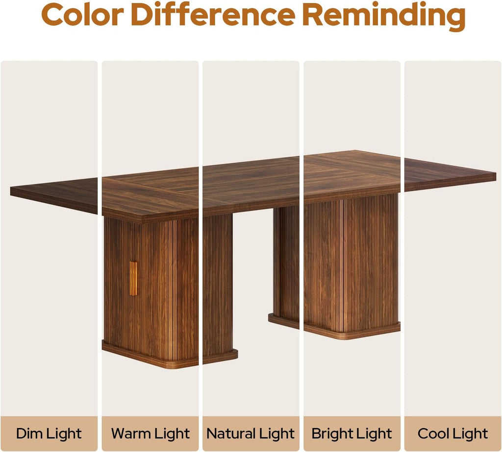 78.7" Long Rectangle Dining Table with Fluted Storage Legs for 6/8/10, Farmhouse Dinner Tables with Large Tabletop, Storage Shelves and Sliding Tambour Doors for Dining Room, Kitchen, Living Room