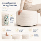 Round Pouf Ottoman Foot Rest 20 X 15 - Floor Pouf for Living Room Seating, Soft Corduroy Ottoman, Lightweight Foot Stool for Couch