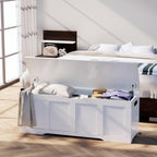 Timberer 47.2" Storage Chest, Extra Large Storage Trunk with 2 Safety Hinges, Wooden Storage Bench, Shoe Bench, Entryway Bench for Living Room, Bedroom, White