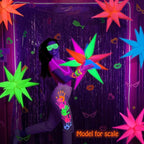 Mega-L Glow Glow in The Dark Party Supplies, 5 Pcs Neon Star Balloons Kit – Neon Foil Explosion & 12 pt Cone Balloons for Arches/Garlands. Perfect for Birthday, Wedding, Anniversary, Graduation Party