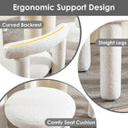 Sherpa Dining Chairs Set of 2, Comfy Boucle Fabric Dining Chairs, Upholstered Modern Kitchen Chairs with Backrest, Armless Accent Side Chair for Bedroom/Living Room, White